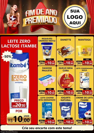 Modelo de Encarte para Encarte A4 Vertical com o tema Fim de Ano Premiado para Frios e Laticínios