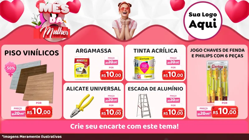 Modelo de TV para TV Horizontal com o tema Mês da Mulher para Material para Construção