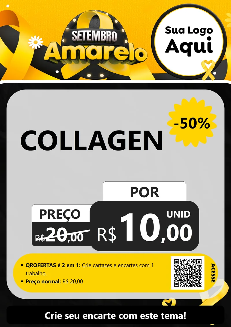 Modelo de Cartaz para Cartaz A4 Vertical com o tema Setembro Amarelo para Suplementos alimentares