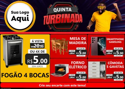 Modelo de Encarte para Encarte A4 Horizontal com o tema Quinta Turbinada para Móveis e Eletro