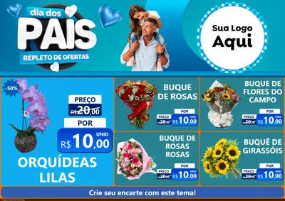 Modelo de Encarte para Encarte A4 Horizontal com o tema Dia Dos Pais Repleto de Ofertas para Floricultura e jardim