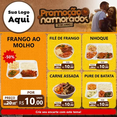 Modelo de Rede Social para Feed Facebook com o tema Promoção Namorados para Restaurante