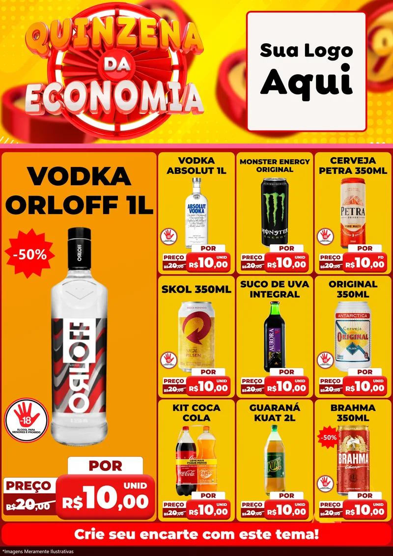 Modelo de Encarte para Encarte A4 Vertical com o tema Quinzena Da Economia para Distribuidora de bebidas