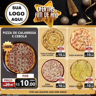 Modelo de Rede Social para Feed Facebook com o tema Ofertas de Fim de Ano para Pizzaria