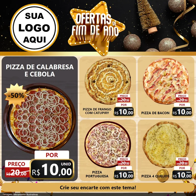 Modelo de Rede Social para Feed Facebook com o tema Ofertas de Fim de Ano para Pizzaria