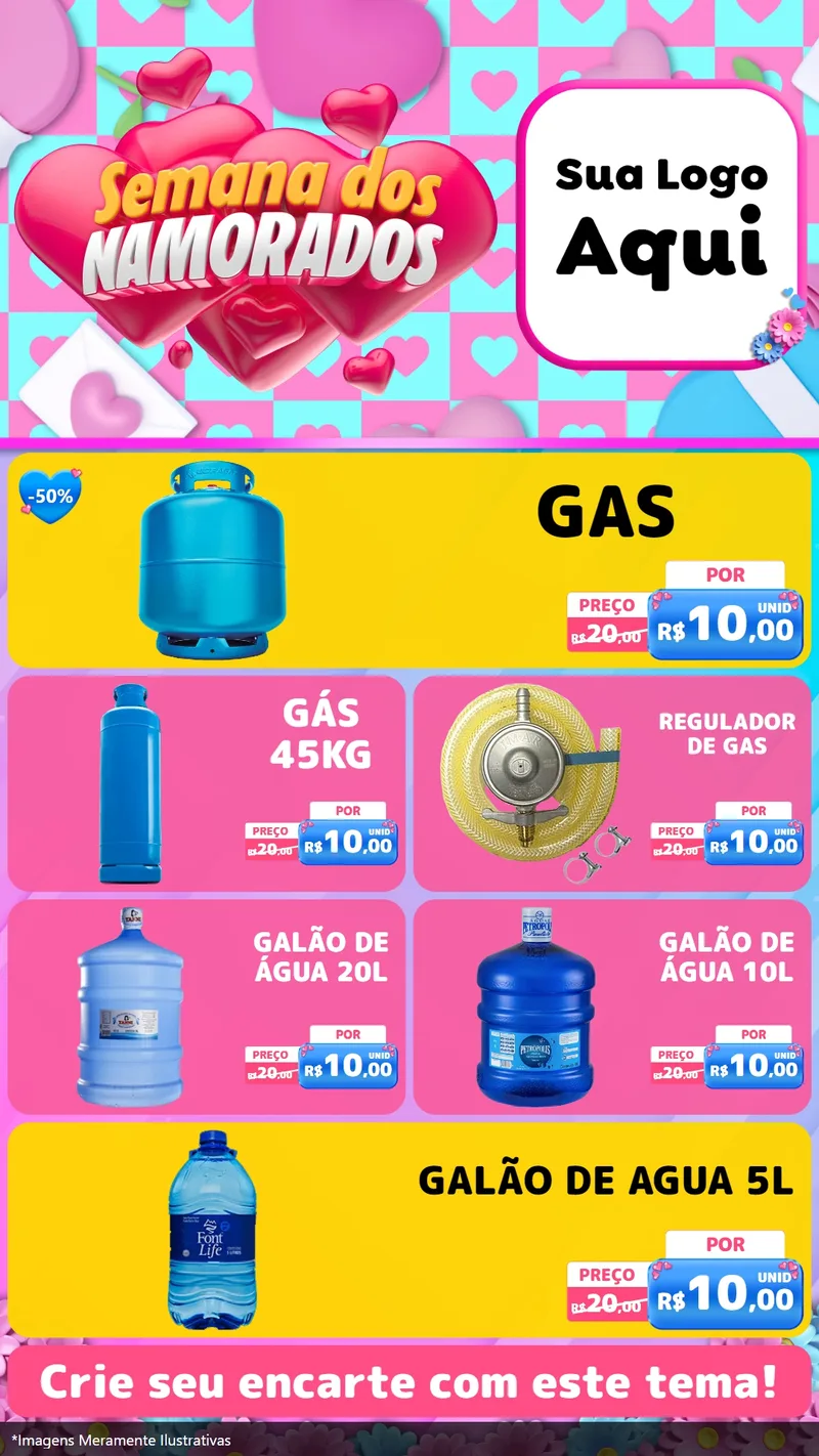 Modelo de TV para TV Vertical com o tema Semana dos Namorados para Água e gás