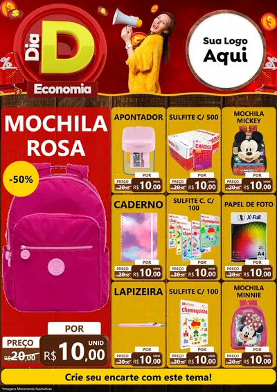 Modelo de Encarte para Encarte A4 Vertical com o tema Dia D Economia para Papelaria