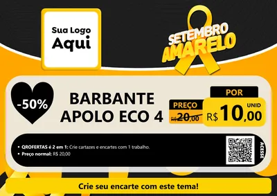 Modelo de Cartaz para Cartaz A4 Horizontal com o tema Setembro Amarelo para Armarinho e Aviamentos