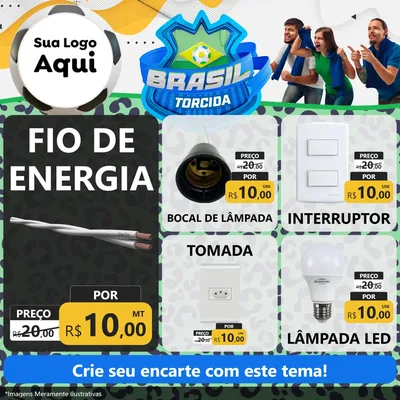 Modelo de Rede Social para Feed Facebook com o tema Brasil Torcida - Copa para Materiais Elétricos