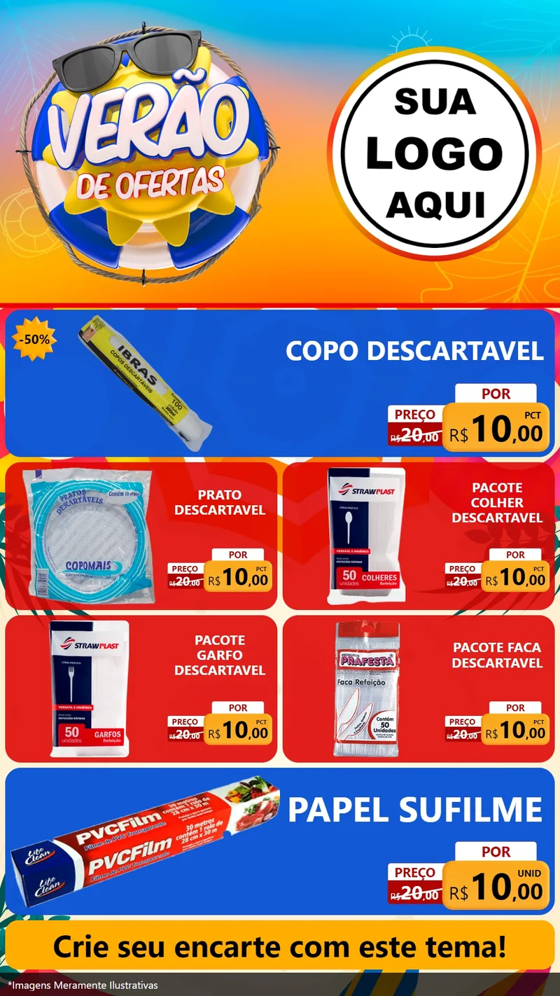Modelo de TV para TV Vertical com o tema Verão de Ofertas para Embalagens