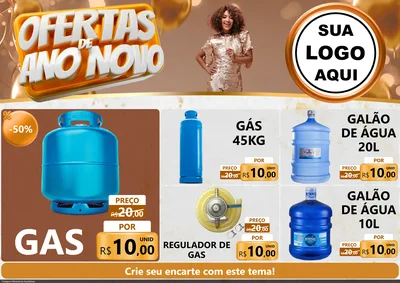 Modelo de Encarte para Encarte A4 Horizontal com o tema Ofertas de Ano Novo para Água e gás