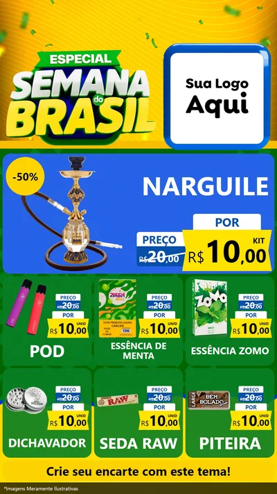 Modelo de Rede Social para Stories com o tema Especial Semana do Brasil para Tabacaria