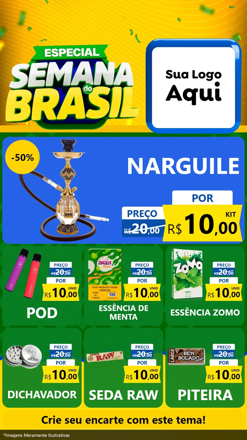 Modelo de Rede Social para Stories com o tema Especial Semana do Brasil para Tabacaria