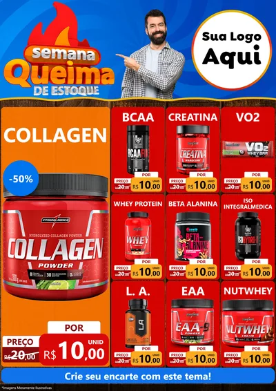 Modelo de Encarte para Encarte A4 Vertical com o tema Semana Queima de Estoque para Suplementos alimentares