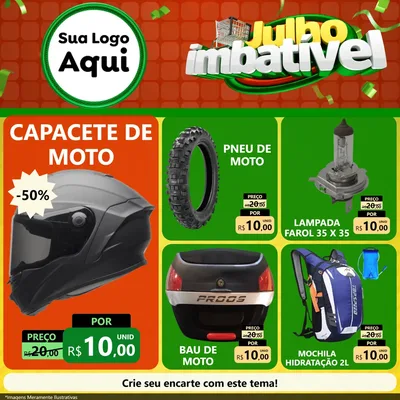 Modelo de Rede Social para Feed Facebook com o tema Julho Imbatível para Moto peças
