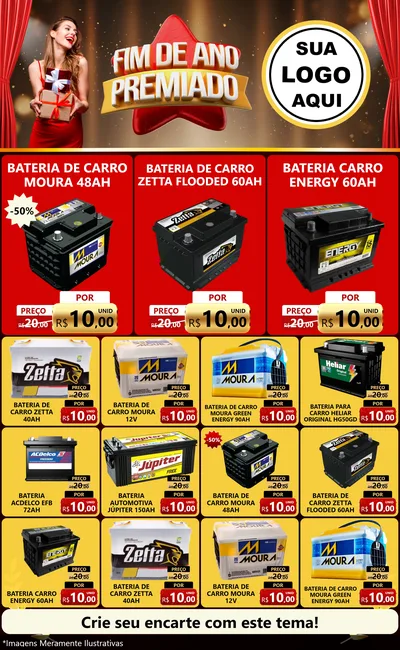 Modelo de Encarte para Encarte Grande com o tema Fim de Ano Premiado para Baterias Elétricas