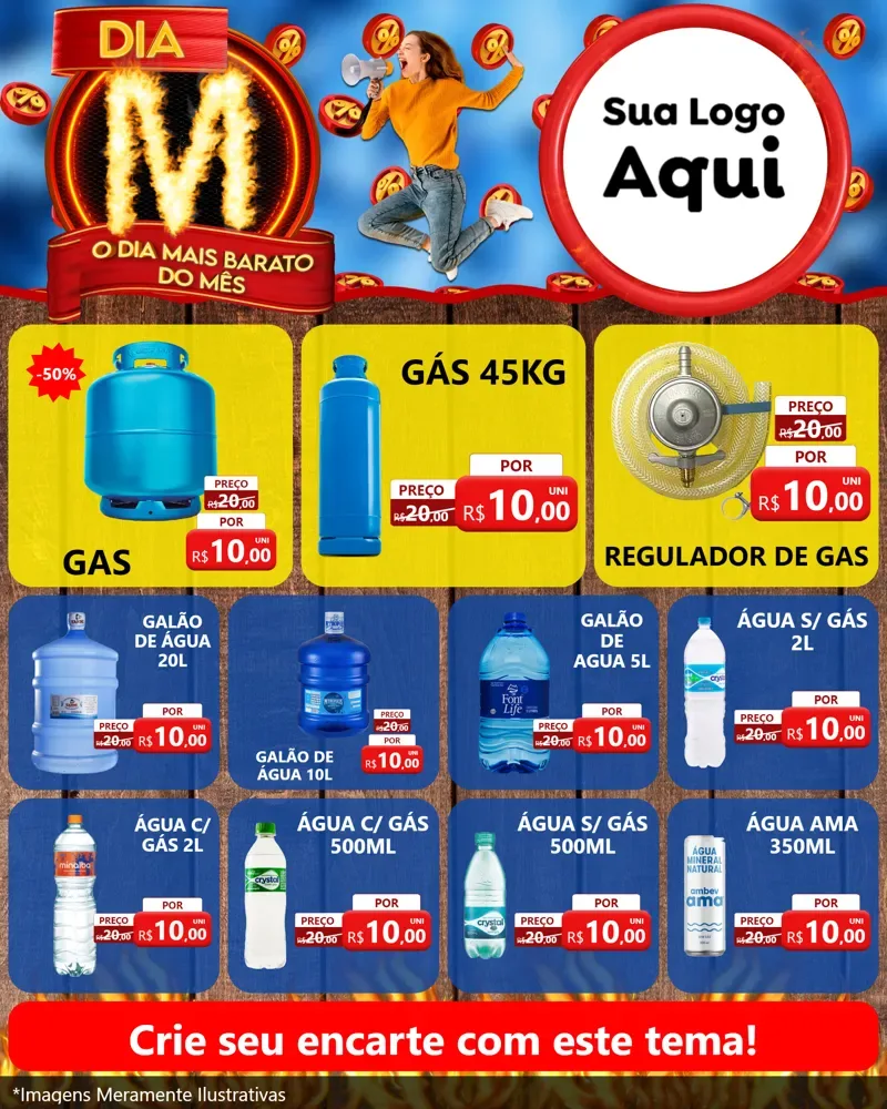 Modelo de Rede Social para Feed Instagram com o tema Dia M - O Dia Mais Barato Do Mês para Água e gás