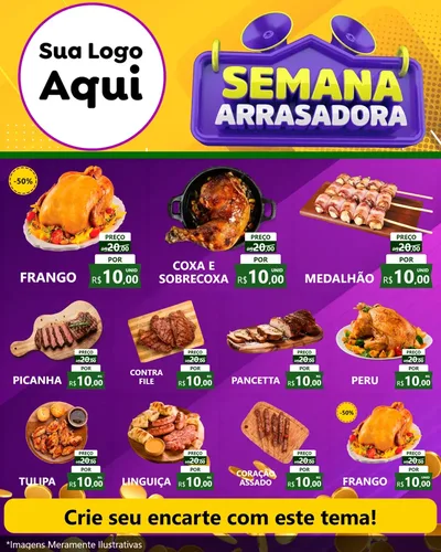 Modelo de Rede Social para Feed Instagram com o tema Semana Arrasadora para Assados