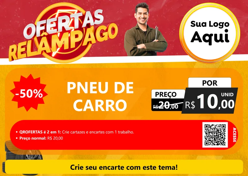 Modelo de Cartaz para Cartaz A4 Horizontal com o tema Ofertas Relâmpago - Autopeças para Auto peças