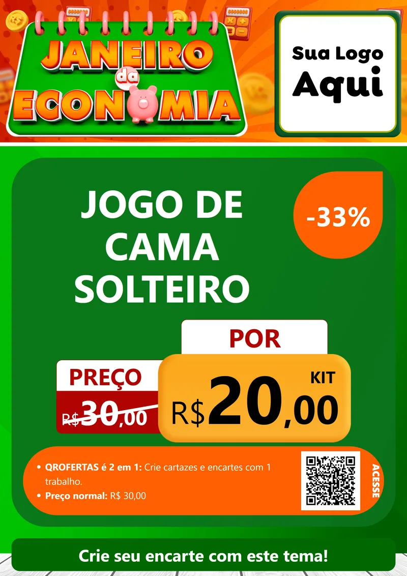 Modelo de Cartaz para Cartaz A4 Vertical com o tema Janeiro da Economia para Cama, Mesa e Banho