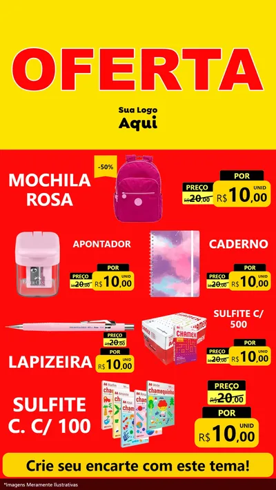 Modelo de TV para TV Vertical com o tema OFERTA - Vermelho Cartaz para Papelaria