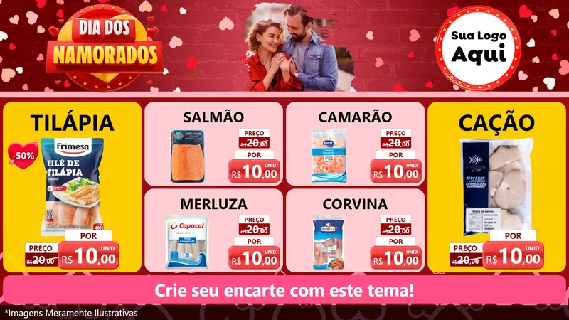 Modelo de TV para TV Horizontal com o tema Dia Dos Namorados para Peixaria