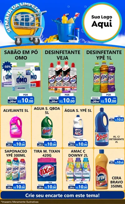 Modelo de Encarte para Encarte Grande com o tema Semana Da Limpeza para Produtos de Limpeza