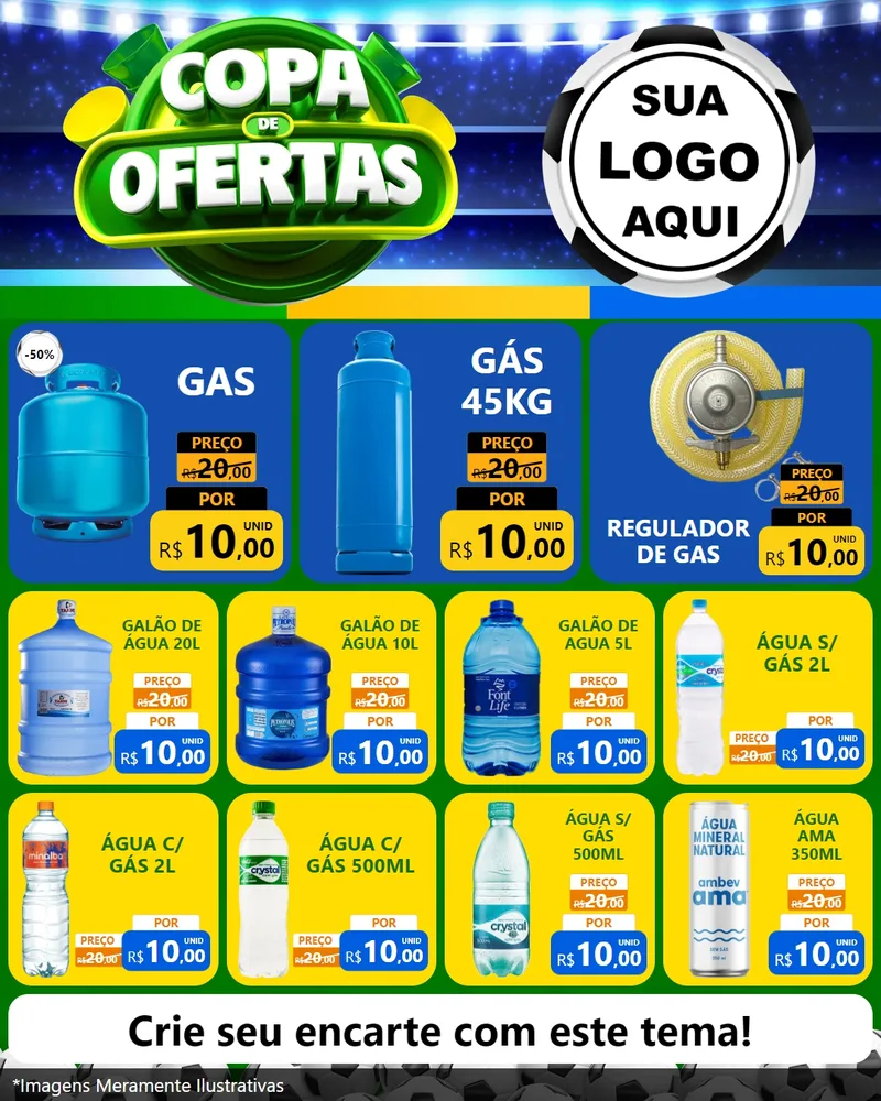 Modelo de Rede Social para Feed Instagram com o tema Copa de Ofertas para Água e gás