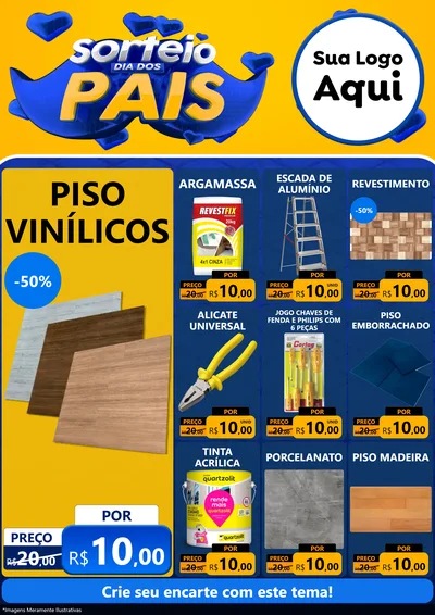 Modelo de Encarte para Encarte A4 Vertical com o tema Sorteio Dia dos Pais para Material para Construção