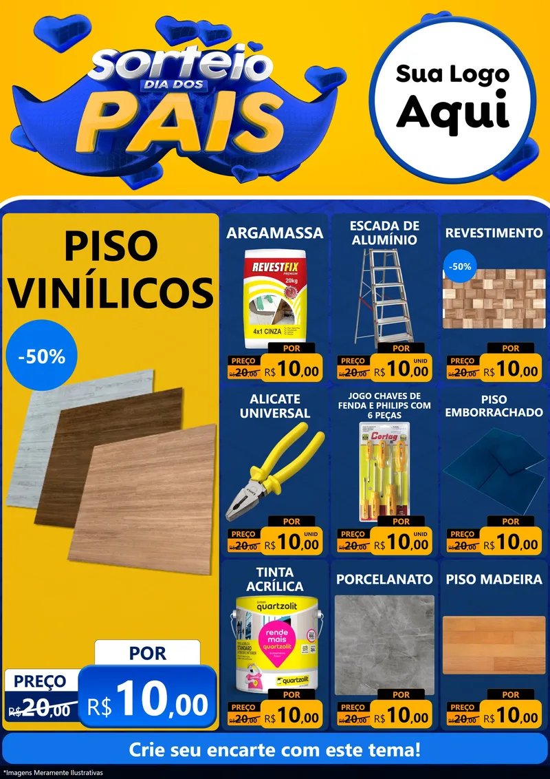 Modelo de Encarte para Encarte A4 Vertical com o tema Sorteio Dia dos Pais para Material para Construção
