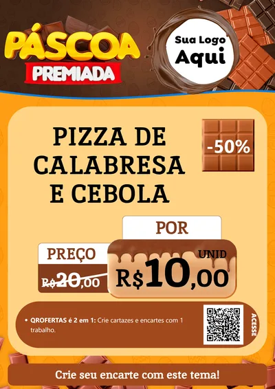Modelo de Cartaz para Cartaz A4 Vertical com o tema Páscoa Premiada para Pizzaria