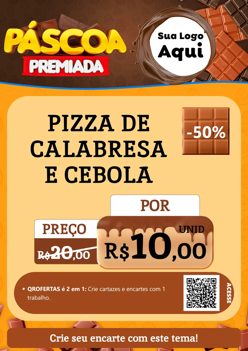 Modelo de Cartaz para Cartaz A4 Vertical com o tema Páscoa Premiada para Pizzaria