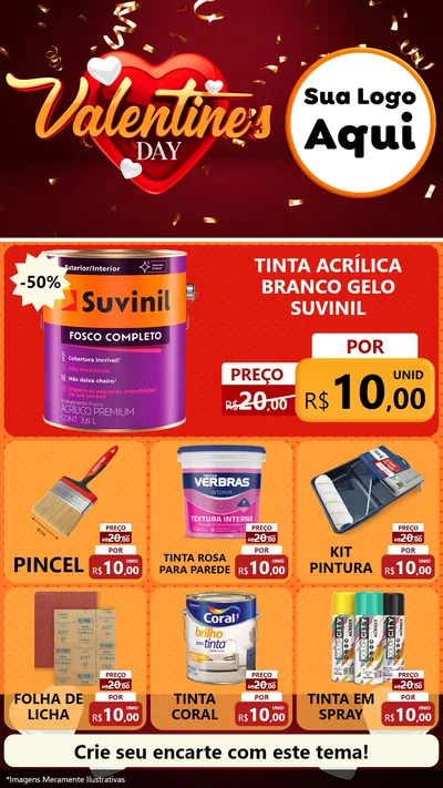 Modelo de Rede Social para Stories com o tema Valentine's Day para Tintas e Ferramentas