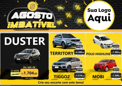 Modelo de Encarte para Encarte A4 Horizontal com o tema Agosto Imbatível para Concessionaria de Carros