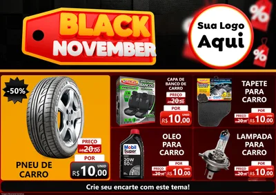 Modelo de Encarte para Encarte A4 Horizontal com o tema Black November para Auto peças