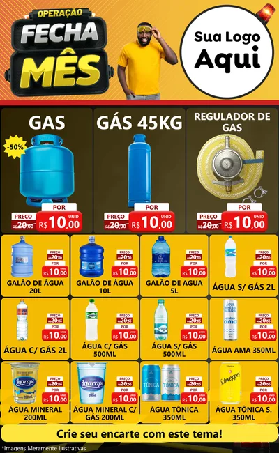 Modelo de Encarte para Encarte Grande com o tema Operação Fecha Mês para Água e gás