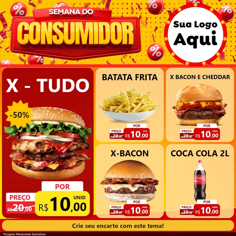 Modelo de Rede Social para Feed Facebook com o tema Semana do Consumidor para Hamburgueria
