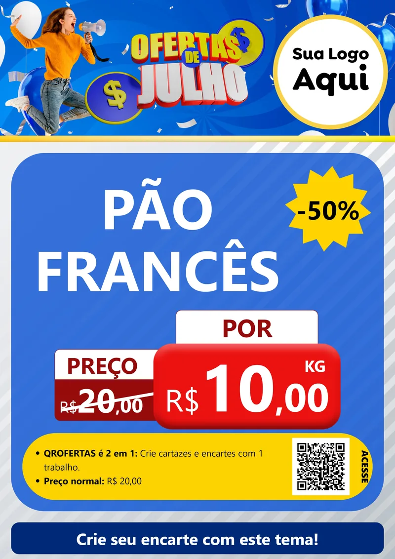 Modelo de Cartaz para Cartaz A4 Vertical com o tema Ofertas de Julho para Padaria