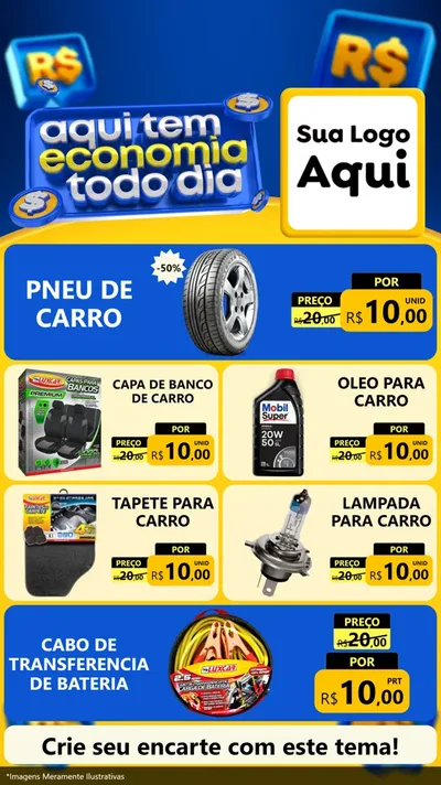 Modelo de TV para TV Vertical com o tema Aqui Tem Economia Todo Dia para Auto peças