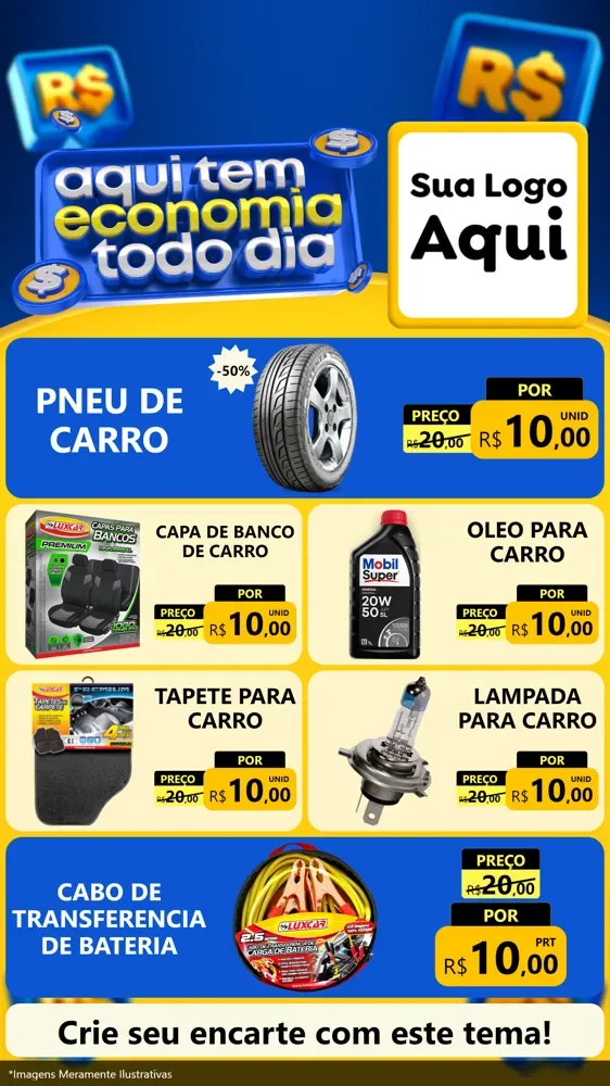 Modelo de TV para TV Vertical com o tema Aqui Tem Economia Todo Dia para Auto peças