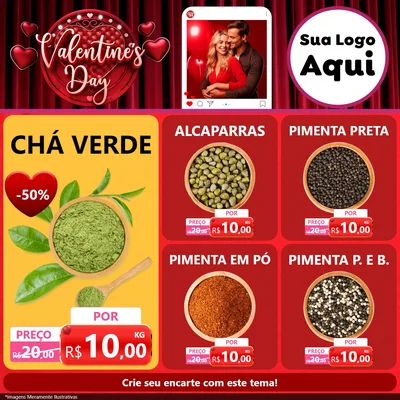 Modelo de Rede Social para Feed Facebook com o tema Valentine's Day para Produtos Naturais