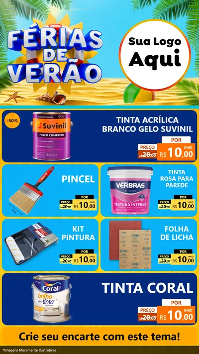 Modelo de TV para TV Vertical com o tema Férias de Verão para Tintas e Ferramentas