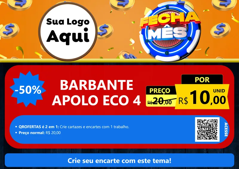Modelo de Cartaz para Cartaz A4 Horizontal com o tema Fecha Mês para Armarinho e Aviamentos