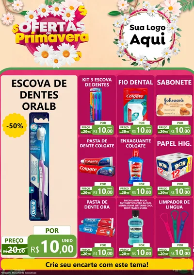 Modelo de Encarte para Encarte A4 Vertical com o tema Ofertas de Primavera para Higiene Pessoal