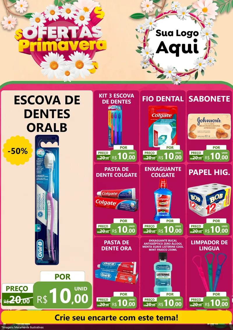 Modelo de Encarte para Encarte A4 Vertical com o tema Ofertas de Primavera para Higiene Pessoal