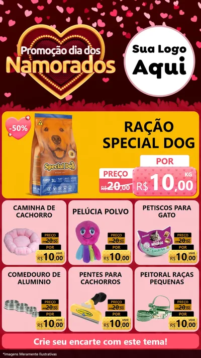 Modelo de Rede Social para Stories com o tema Promoção Dia Dos Namorados para Pet Shop