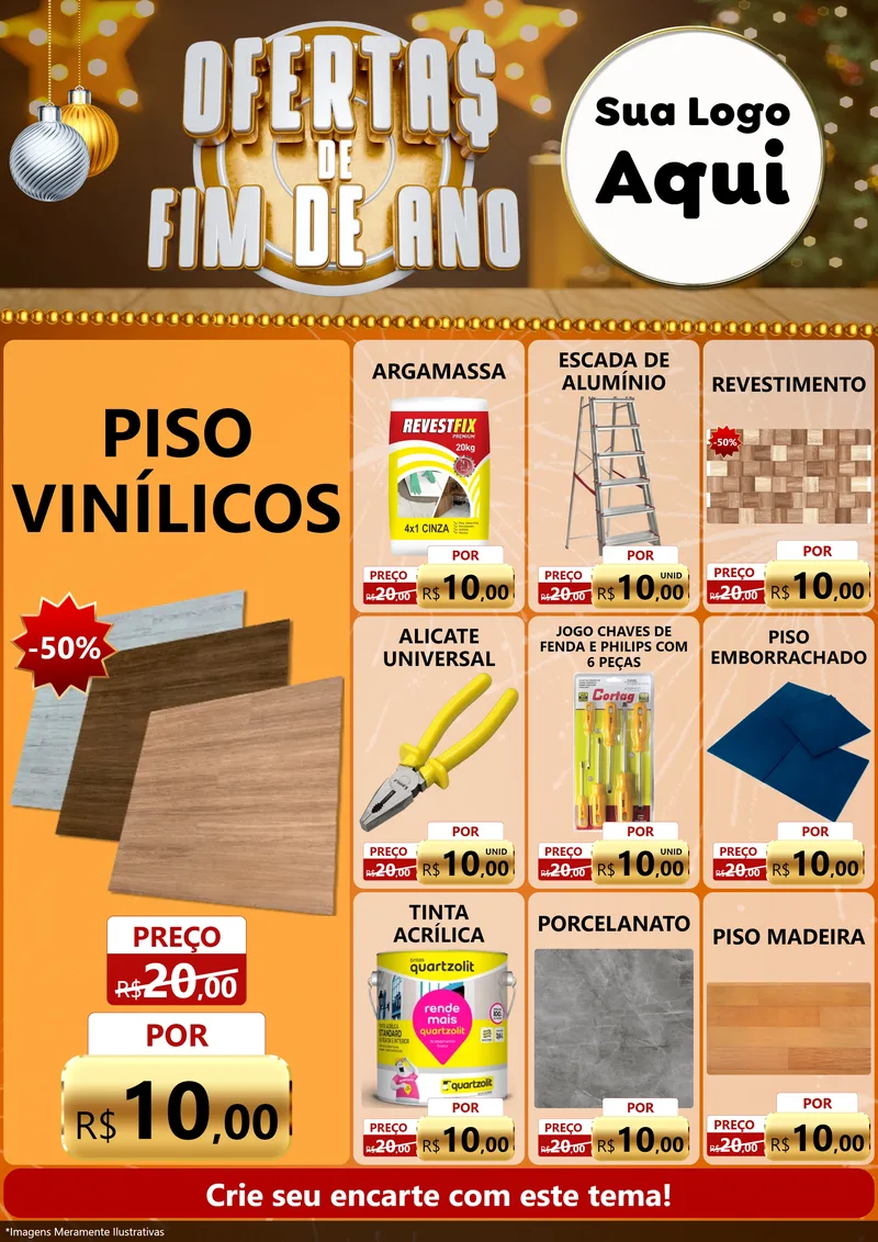 Modelo de Encarte para Encarte A4 Vertical com o tema Ofertas de Fim de Ano para Material para Construção