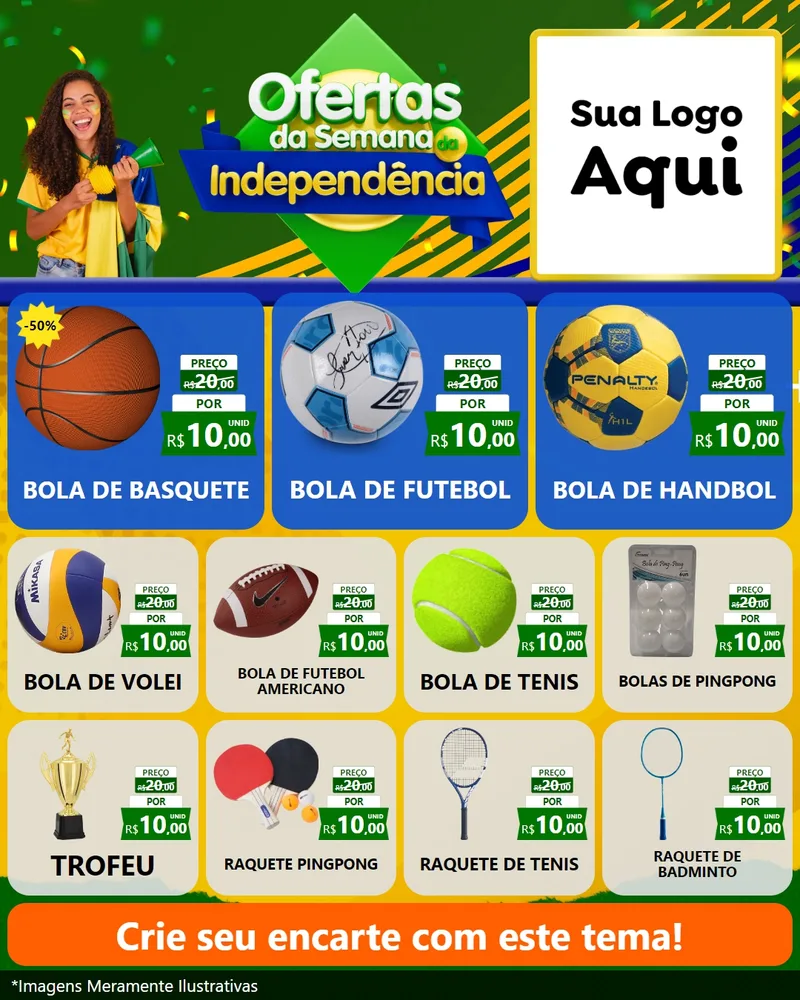 Modelo de Rede Social para Feed Instagram com o tema Ofertas da Semana da Independência para Artigos Esportivos