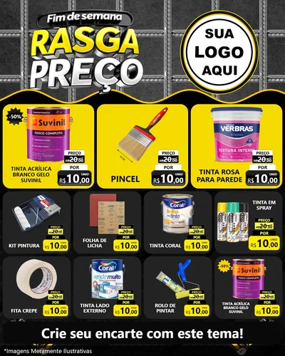 Modelo de Rede Social para Feed Instagram com o tema Fim de Semana Rasga Preço para Tintas e Ferramentas