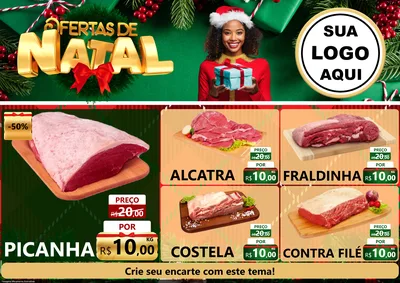 Modelo de Encarte para Encarte A4 Horizontal com o tema Ofertas de Natal para Açougue